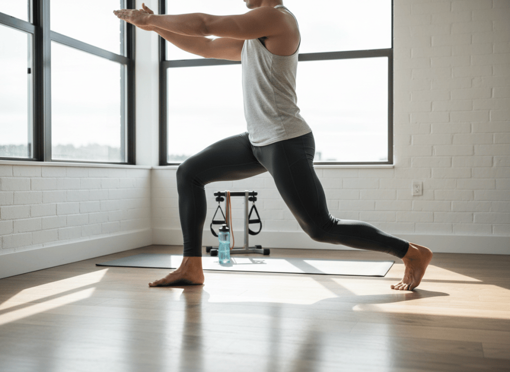 Person doing a dynamic bodyweight exercise