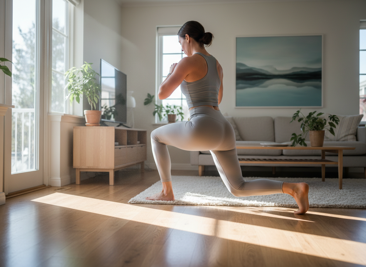 Person doing a light bodyweight workout at home