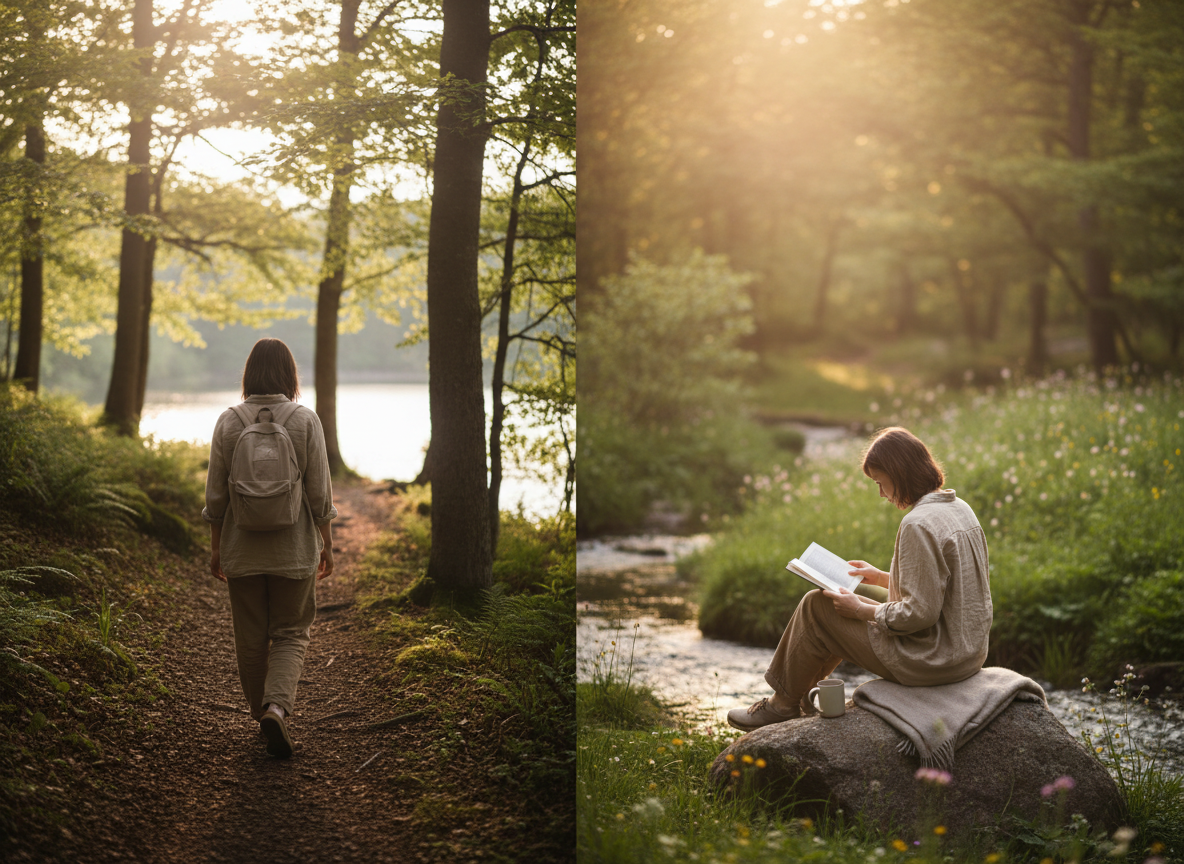 Person enjoying a quiet solo moment in nature