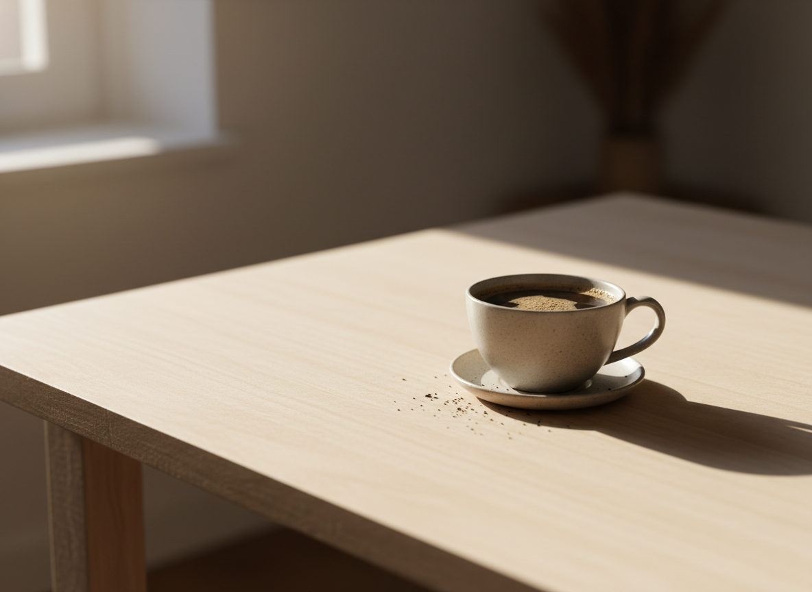 Cup of coffee in morning light