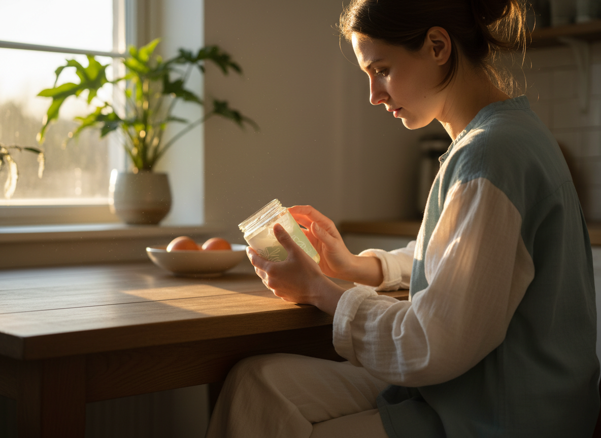 Person reading a nutraceutical product label